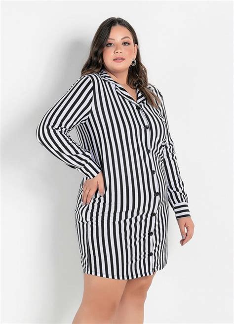 Vestido Listrado Chemise Es Plus Size Marguerite