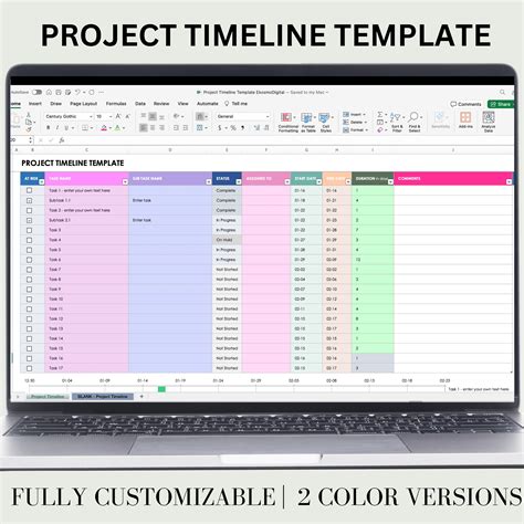 Excel Project Timeline Template Project Template Project Launch Timeline Excel Spreadsheet ...