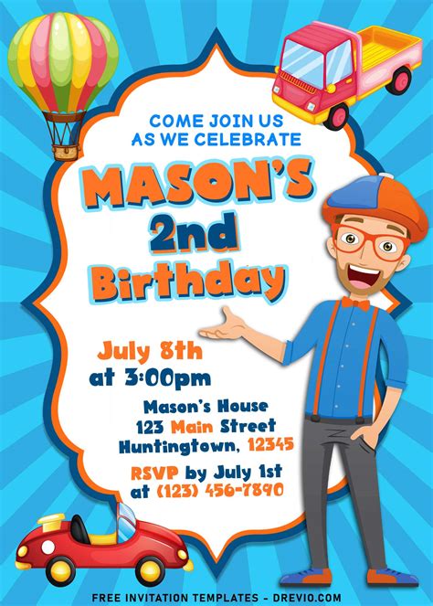 Blippi Invitation Template