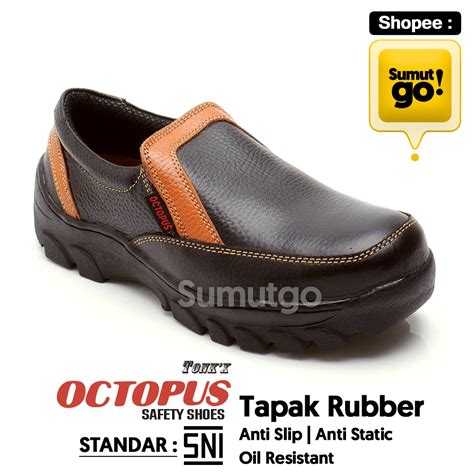 Jual Octopus Ox 303 Sepatu Safety Proyek Hitam Coklat Ox303 Pendek Pansus Tapak Karet Low Cut