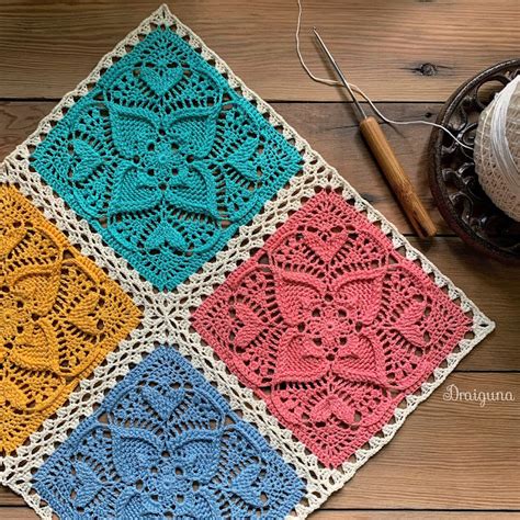 Draiguna Sweetheart Square Crochet Bedspread Pattern Crochet Patterns Crochet Motif Patterns