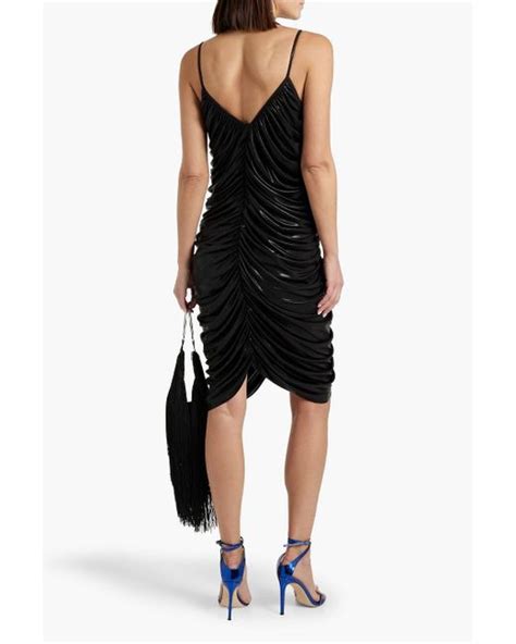 Norma Kamali Diana Ruched Metallic Stretch Jersey Dress In Black Lyst