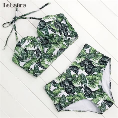 Free Shipping Sexy Floral Print High Waist Push Up Bikini Set Jkp