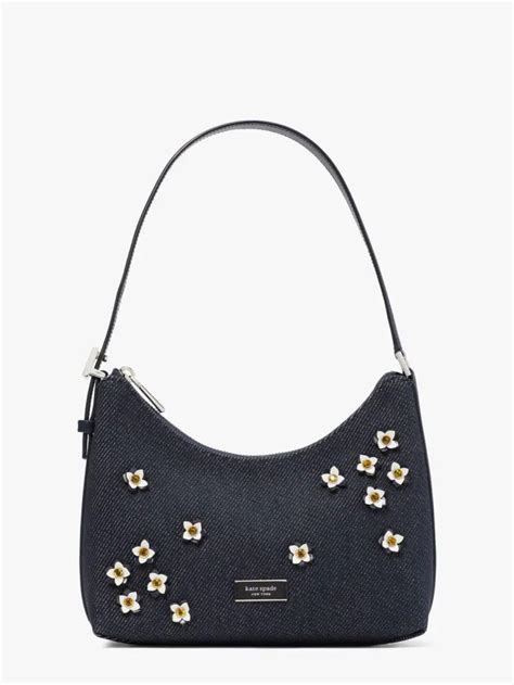 Sam Icon Floral Embellished Denim Small Shoulder Bag Kate Spade New York