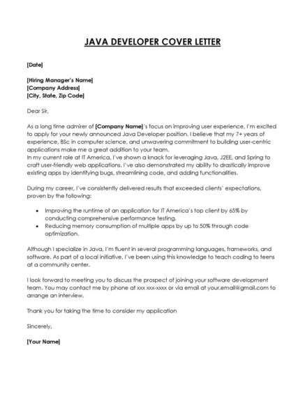 Best It Cover Letter Examples