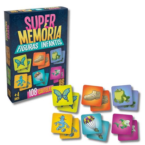 Jogo Super Memória Figuras Infantis 108 Cartelas Grow Festa Prática Brinquedos