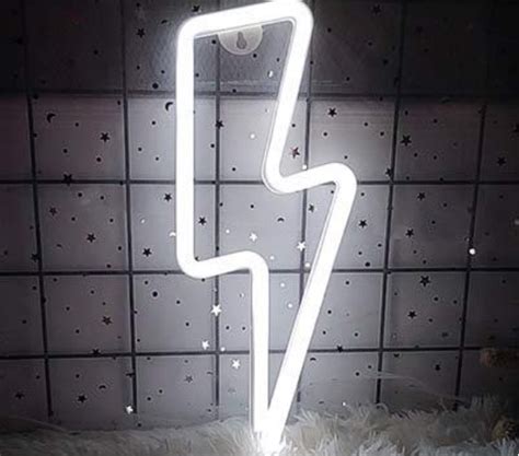 Cartel Neon Luz Led Rayo A Pilas Y Usb Luz Blanca Silverled