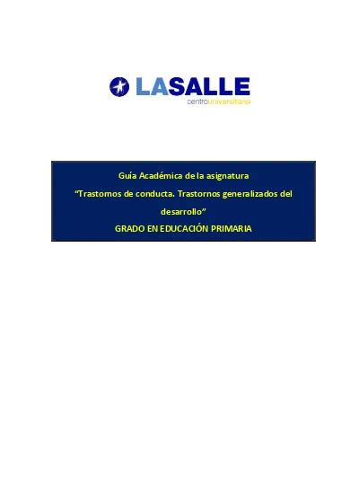 Gu A Acad Mica De La Asignatura Trastornos De Conducta Trastornos