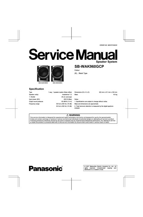 Free Audio Service Manuals Free Download Panasonic Sb Wak 960 Gcp Service Manual