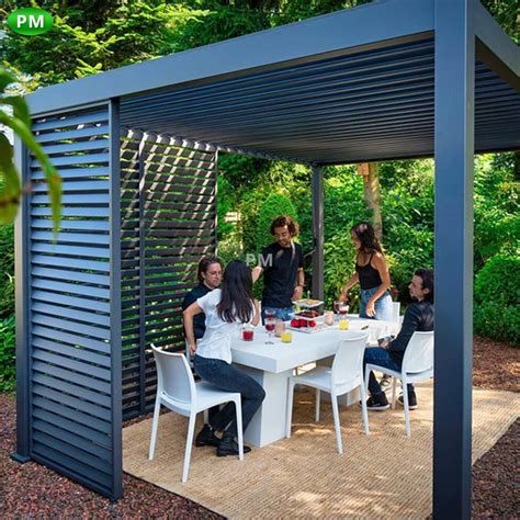 Electric Awnings Outdoor Modern Pavilion Waterproof Bioclimatica Gazebo Motorized Louver