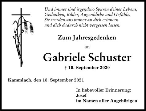 Traueranzeigen Von Gabriele Schuster Augsburger Allgemeine Zeitung