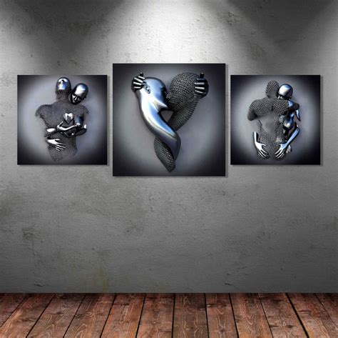 Canvas Wall Art Design 3d Effect Set Of 3 50x50 Cm Modern Etsy