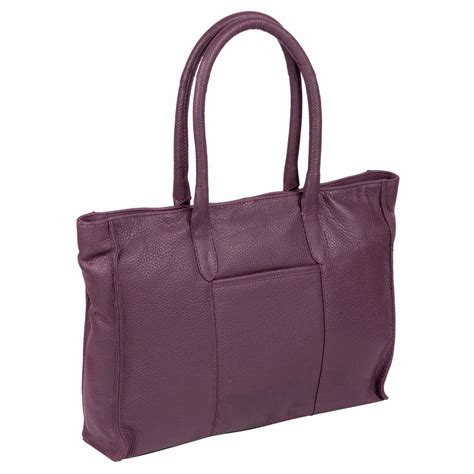 Large Purple Leather Tote Bag Shoulder Bag