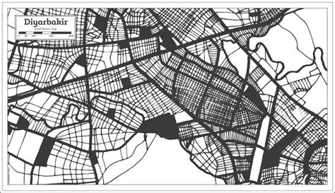 Diyarbakir Turkey City Map In Black And White Color In Retro Style