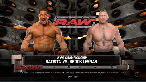 Wwe 2k22 Batista Vs Brock Lesnar Dream Match Youtube