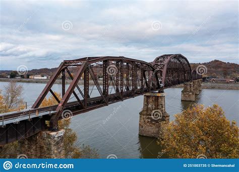 Rusty And Historic Railroad Bridge Ohio River Point Pleasant West