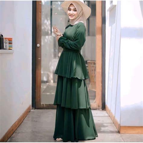 Jual Nameera Maxy Dress Crinkle Airflow Premium Gamis Wanita 3 Susun