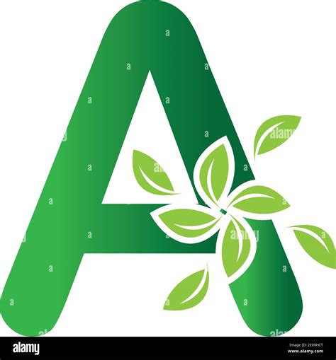 Letras Ecológicas Verdes Un Logo Con Hojas Symbol Abecedario