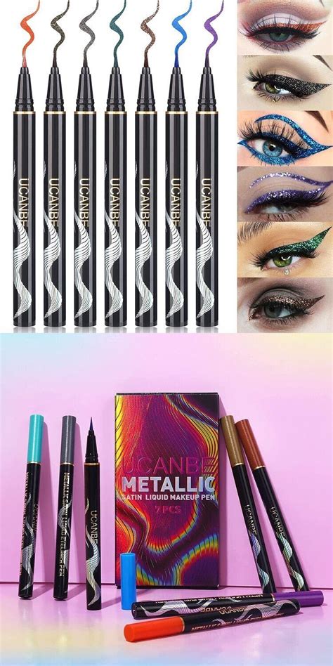 UCANBE 7 Colors Shimmer Liquid Eyeliner Makeup Set Metallic Satin