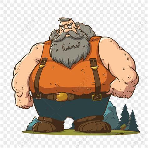 Giant Clipart Cartoon Person With Huge Beard Standing In A Field Vector