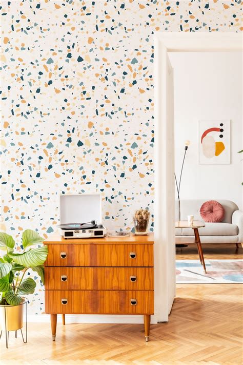 Orange Terrazzo Basic Peel and Stick Removable Wallpaper 6530 ...