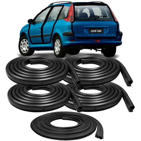 Kit 5 Borracha Guarnição Porta Peugeot 206 207 Sw Parcelamento sem juros