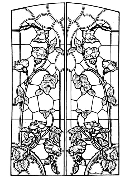 Stained Glass Drawing Art Nouveau Style Art Nouveau Coloring Pages