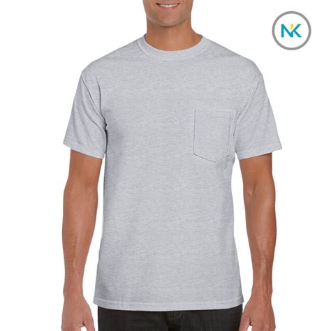 GILDAN Ultra Cotton Pocket T shirt Grey เสอกระเปาหนา สเทา