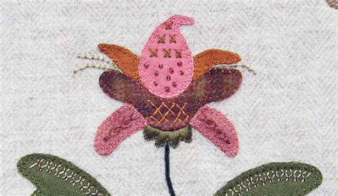 Jacobean Flower Wool Applique Hand Embroidery Pattern Jac