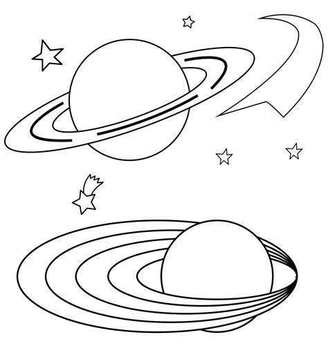 Two Planets And Stars Coloring Page Free And Printable