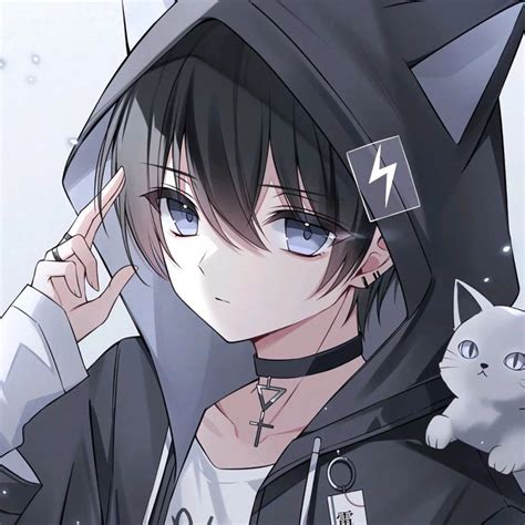 An Anime Character With Blue Eyes Holding A Cat