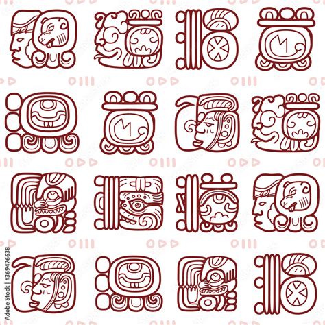 Maya Glyphs Mayan Writing System Vector Seamless Pattern Tribal Art