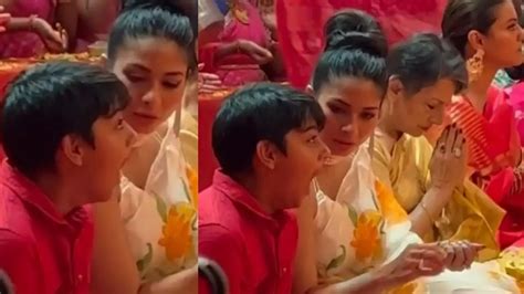 Cuteness Alert Kajols Son Yugs Yawning Video During Durga Puja