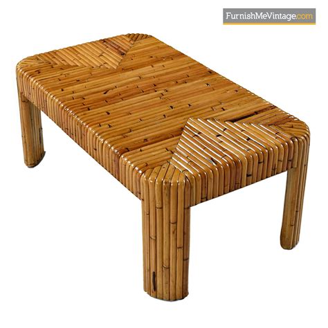 Vintage Boho Rattan Bamboo Coffee Table