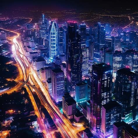 Premium AI Image | A city skyline at night showcasing the mesmerizing ...