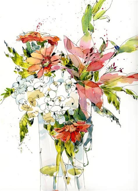 √ Watercolour Flowers With Pen - Popular Century