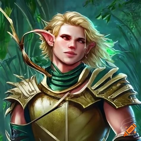 Fantasy Art Of A Male Elf With Golden Armor In A Jungle On Craiyon