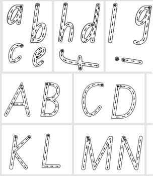 NSW Foundation Font Outline And Dots Tracing Alphabet Cards TpT