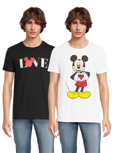 Disney Mickey Mouse Mens And Big Mens Valentines Day Short Sleeve Tee 2 Pack Sizes Xs 3xl