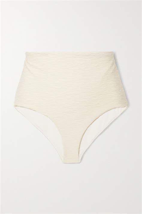 Mara Hoffman Lydia Recycled Stretch matelassé Bikini Briefs Cream