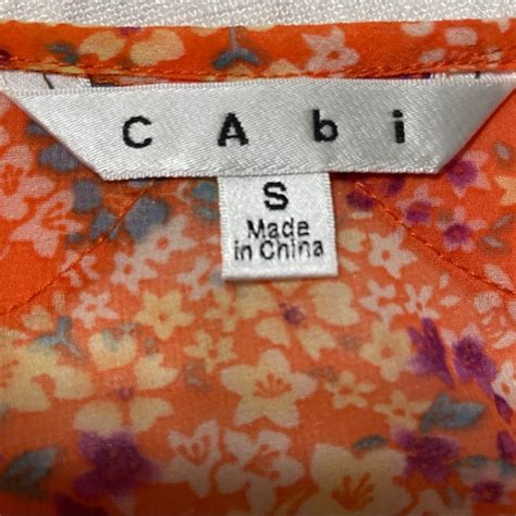 Cabi Tops Cabi Orange Floral Merrow Edge Blouse Poshmark