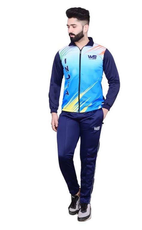 World Sports Polyester Navy Blue Printed Men Sports Tracksuit At Rs 650