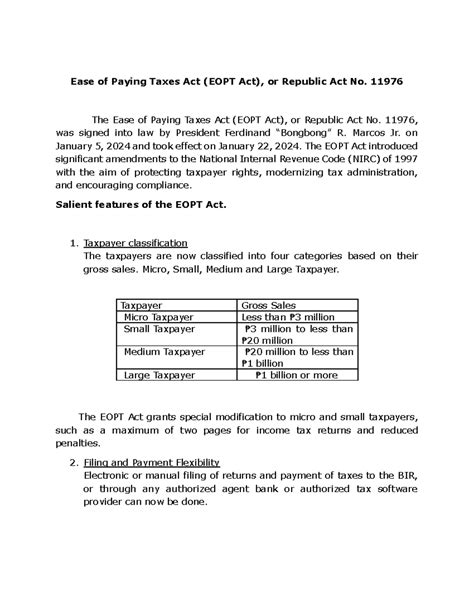 Ease Of Paying Tax 11976 The Ease Of Paying Taxes Act EOPT Act Or