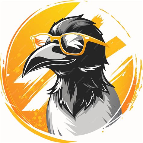 Crow Wearing Glasses Illustration Design Premium Ai Generated Vector