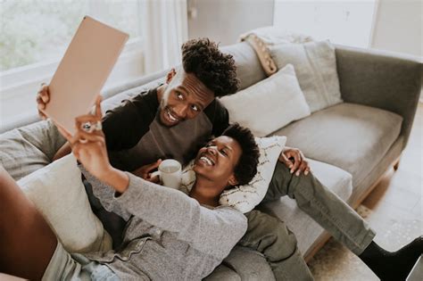 Premium Photo African American Couple Taking A Selfie