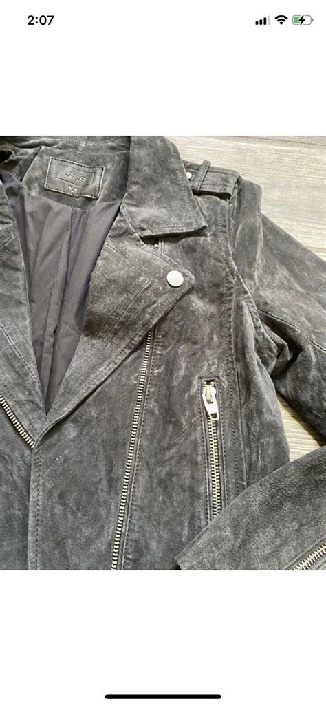 Sl Blank Nyc Suede Leather Moto Jacket Zip Asymmetr Gem