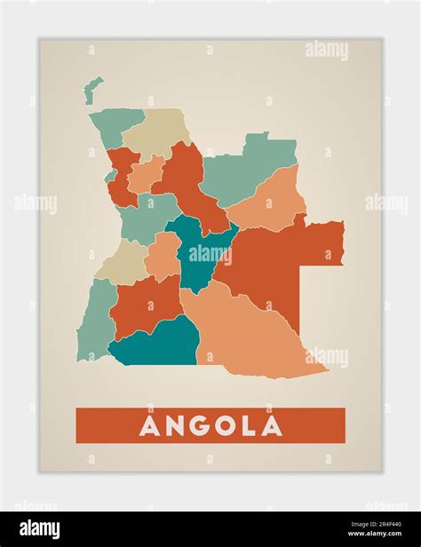 Angola Poster Map Of The Country With Colorful Regions Shape Of