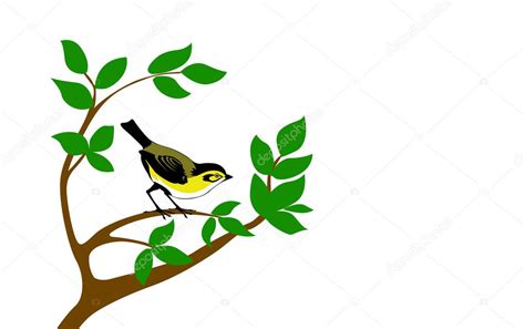 Vector silhouette bird on tree Stock Vector by ©basel101658 #6634977