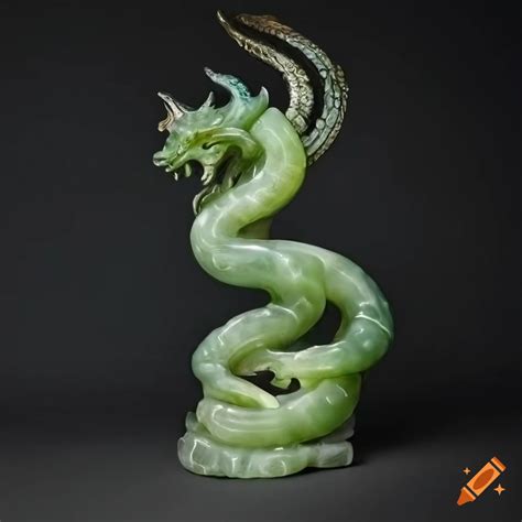 Realistic Jade Dragon Statue On Craiyon