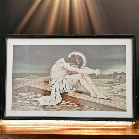 Jesus Christ Praying Sitting on the Cross Religious Wall Print Decor ...